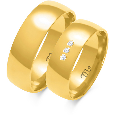 Obrączki proste - trzy kamienie